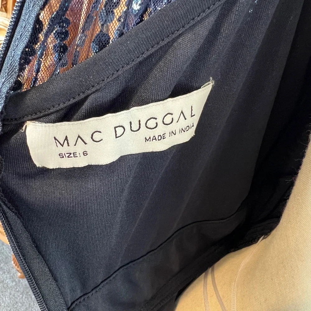 NWT Mac Duggal 14007 Embellished Short Sleeve Empire Waist Dress 6 Blue A-line - Picture 12 of 12